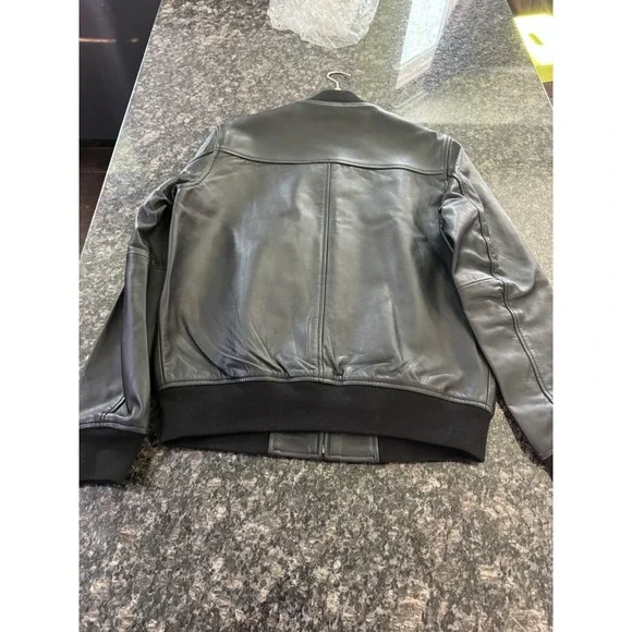 Sandro Paris Monaco Black Leather Jacket Rare brand NWT Size Small. Mens